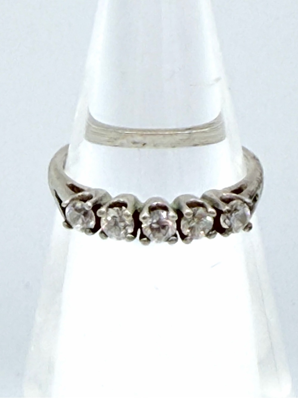 Anniversary Band 925 Sterling Silver 5 Cubic Zirconia Stone Women’s Ring Jewelry